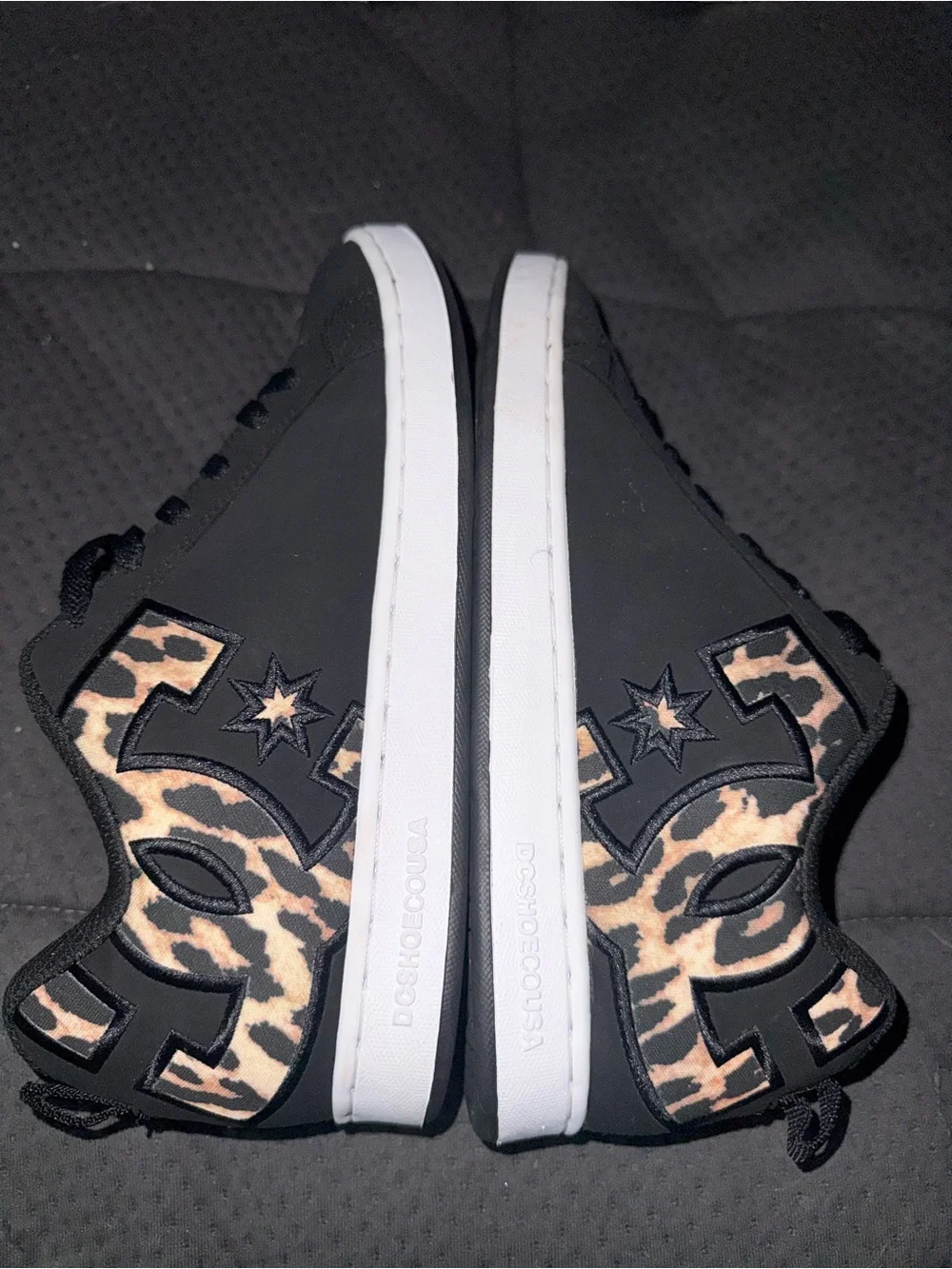 DC Women's Black Sneakers with Leopard Print Accents - Picture 1 of 4